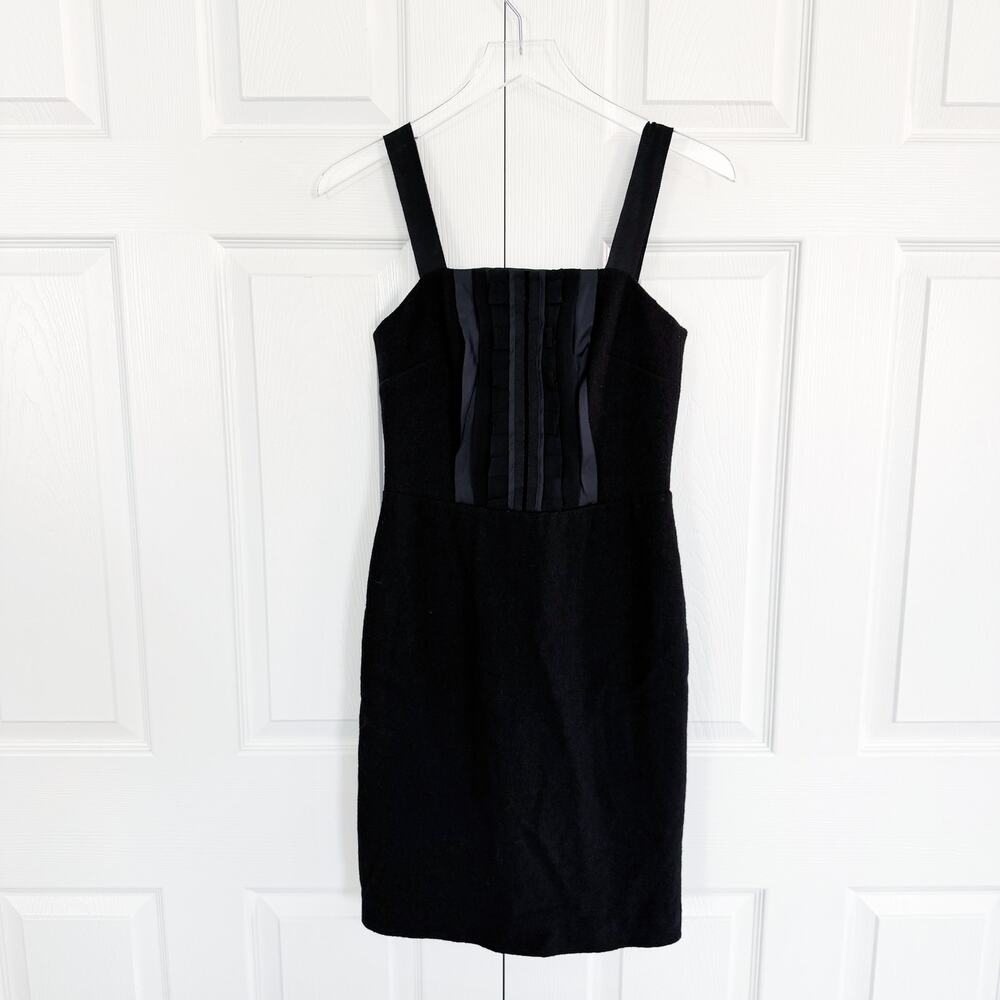 Banana Republic Vintage Black Wool Blend Ruffle Bib Pencil Dress